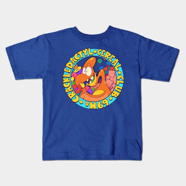 The CrackleDactyl Cereal Club Official Member Tee Kids T-Shirt by The Devl